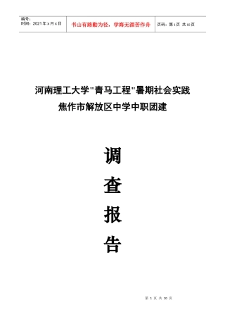 某中学中职团建调查总结报告