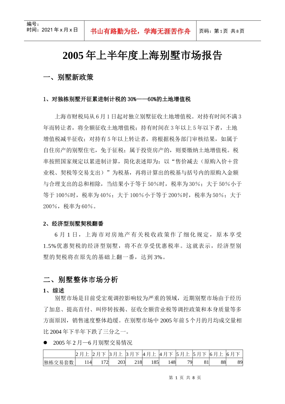 某上半年度上海别墅市场报告_第1页