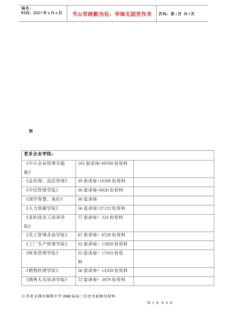 某中学高三历史考前辅导材料