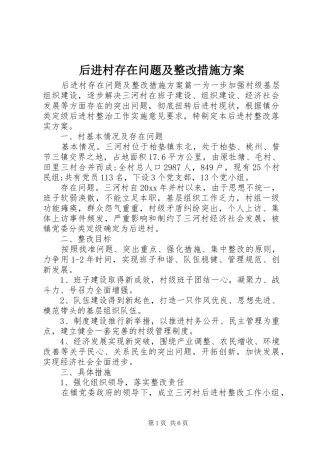 后进村存在问题及整改措施实施方案