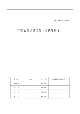 团队成员道德风险内控管理制度