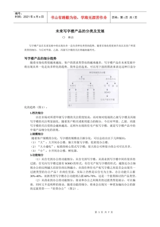 未来写字楼产品的分类与发展