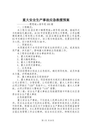 重大安全生产事故应急救援预案