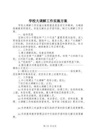 学校大调解工作方案