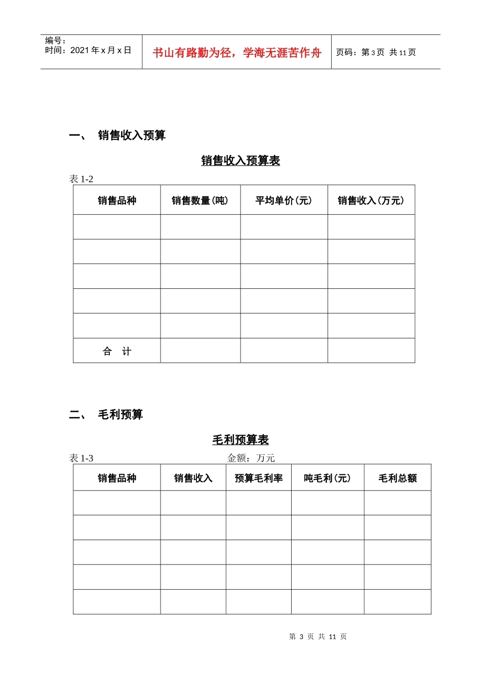 某企业年度财务预算报告书_第3页