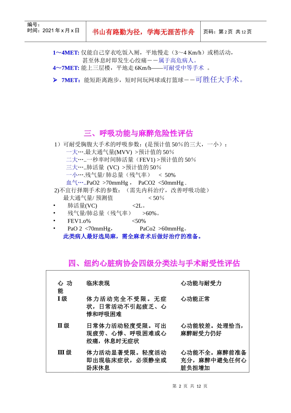 最新常用心脏病人术前风险评估表范本_第2页