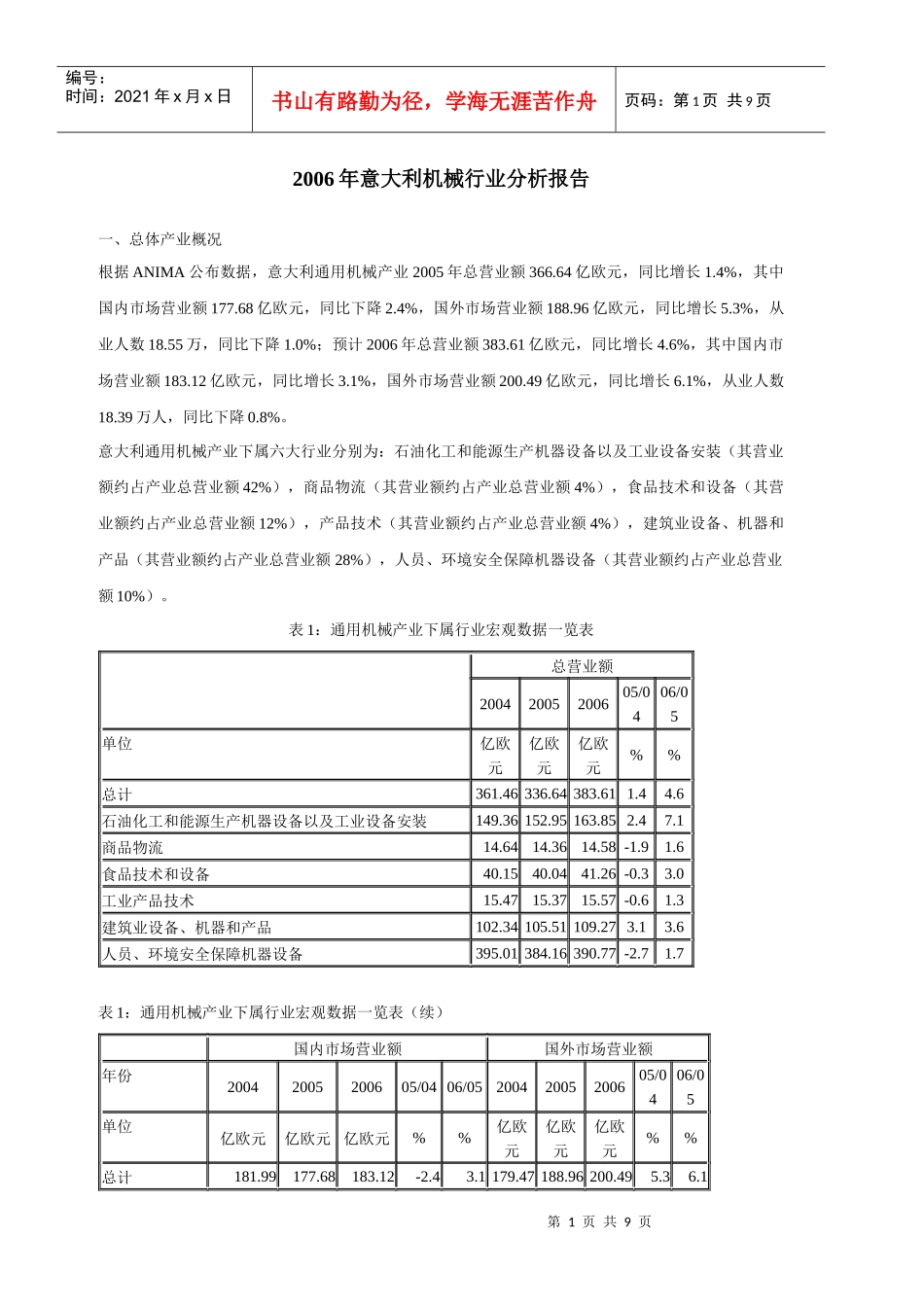 机械行业分析报告(doc 8页)_第1页