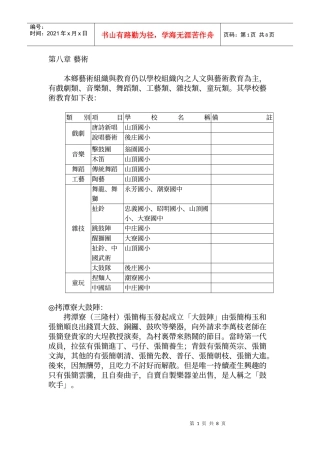 本乡艺术组织与教育仍以学校组织内之人文与艺术教育为...