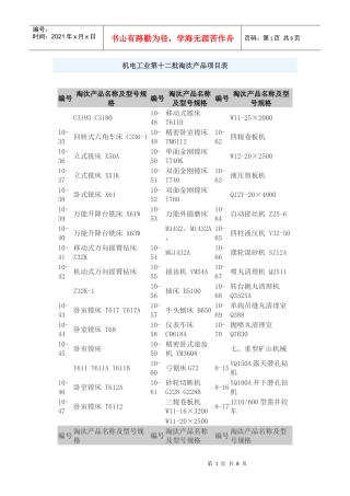机电工业第十二批-十七批淘汰产品项目表