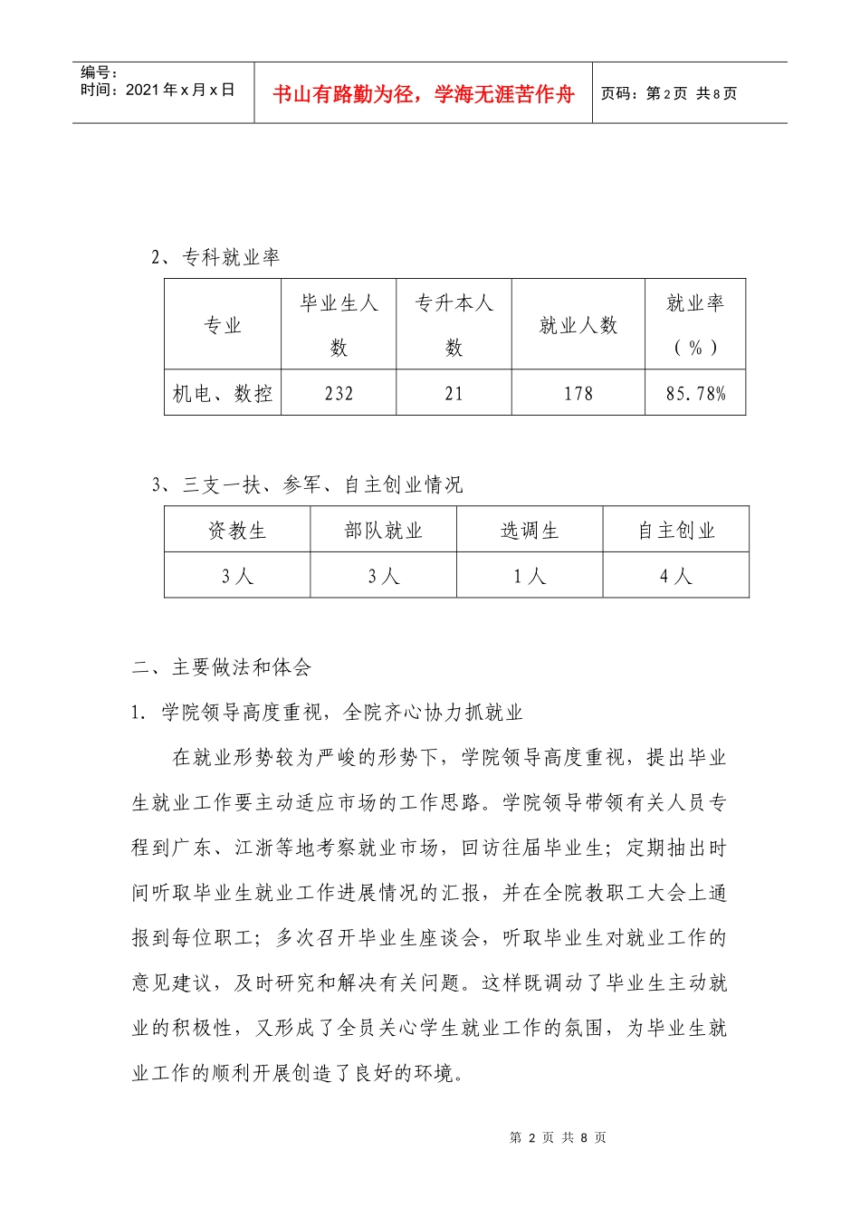 机械工程学院XXXX届毕业生工作总结_第2页