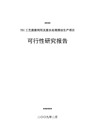 TDI工艺废渣利用及废水处理清洁生产项目可行性研究报告