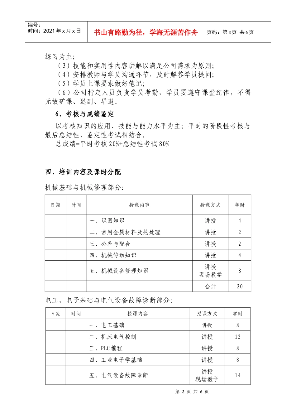 机电维修工培训项目策划书_第3页