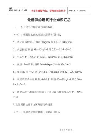 最精辟的建筑行业知识汇总