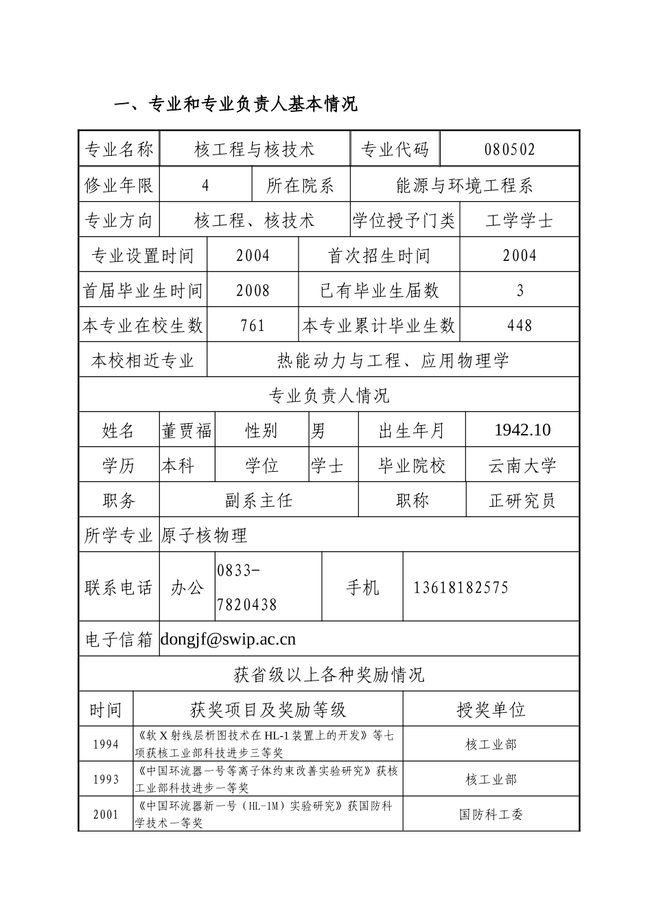 核工程与核技术特色专业申报书_第3页