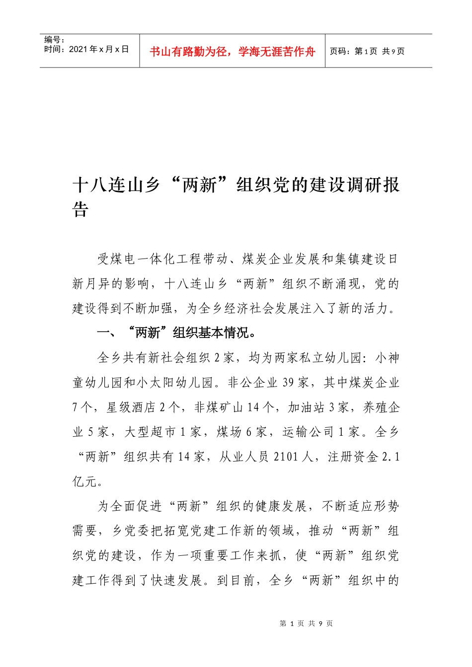 某乡两新组织党的建设调研报告_第1页
