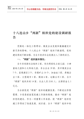 某乡两新组织党的建设调研报告