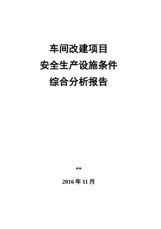 车间改建项目安全生产设施条件综合分析报告