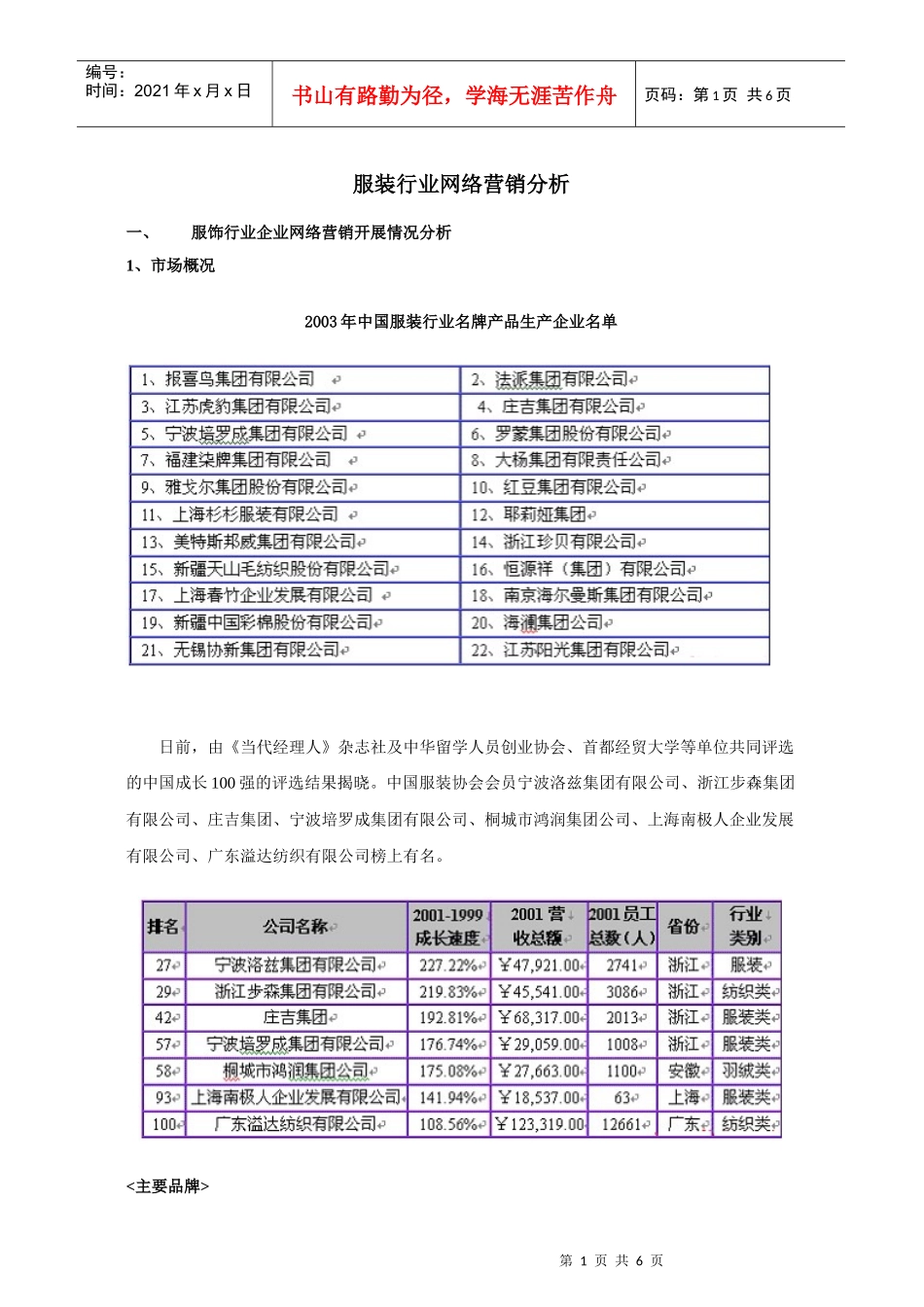 服装行业网络营销分析6_第1页