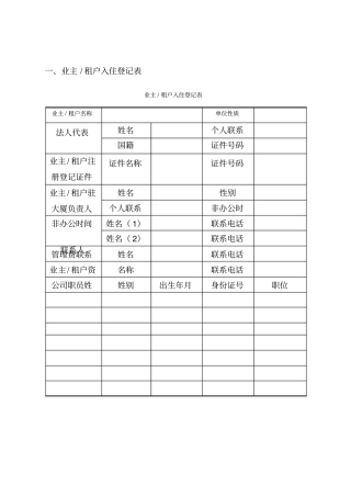 小区住户基本信息表