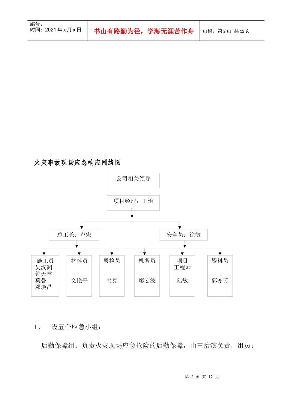 某住宅工程火灾事故抢险应急和响应预案_第3页