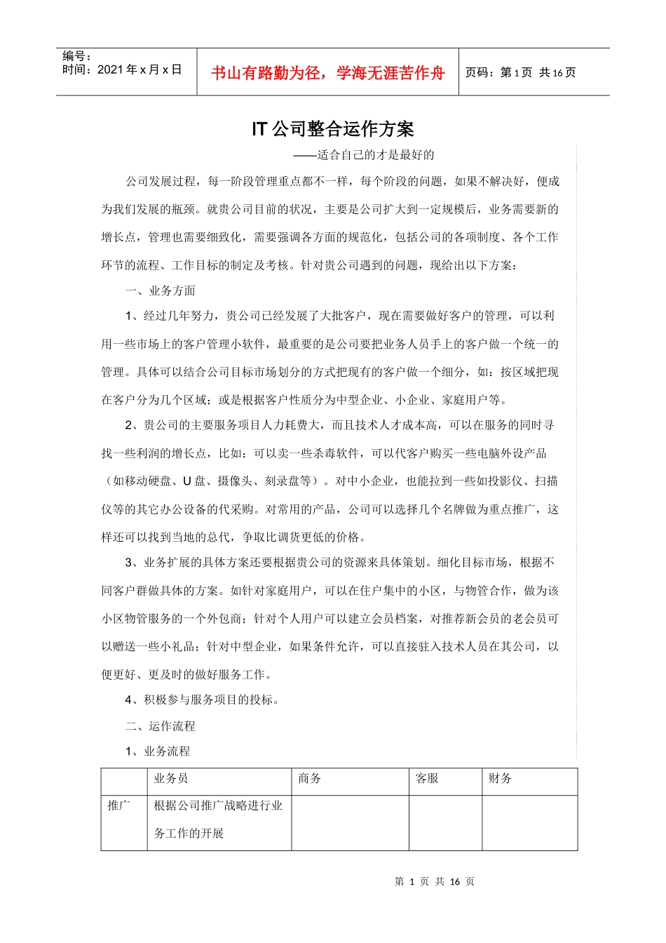 某IT公司整合运作方案_第1页