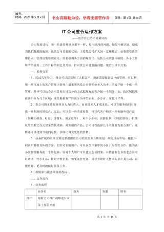 某IT公司整合运作方案
