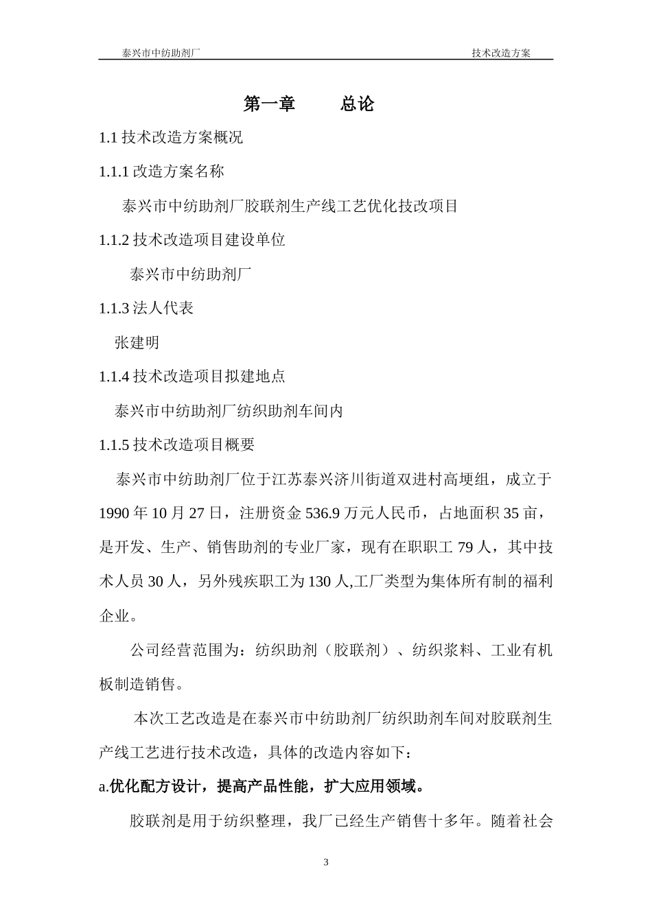 某中纺助剂厂生产线工艺优化技改项目可行性研究报告_第3页
