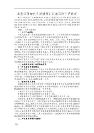 套期保值如何在规避外汇汇率风险中的运用