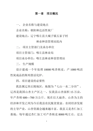 朝阳林达活性炭可行性报告