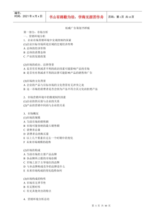权威广告策划书模板