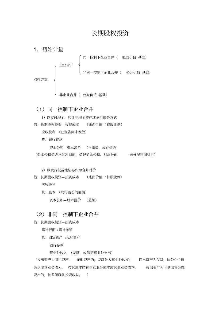 (完整版)长期股权投资——注会会计整理版_第1页