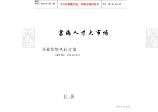 某人才大市场开业策划执行方案