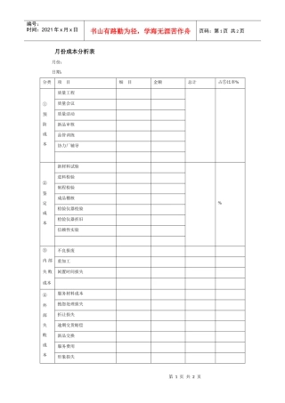 月份成本分析表