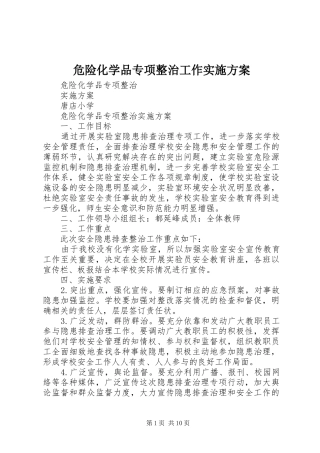 危险化学品专项整治工作方案