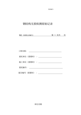 (焊缝)无损探伤检测原始记录