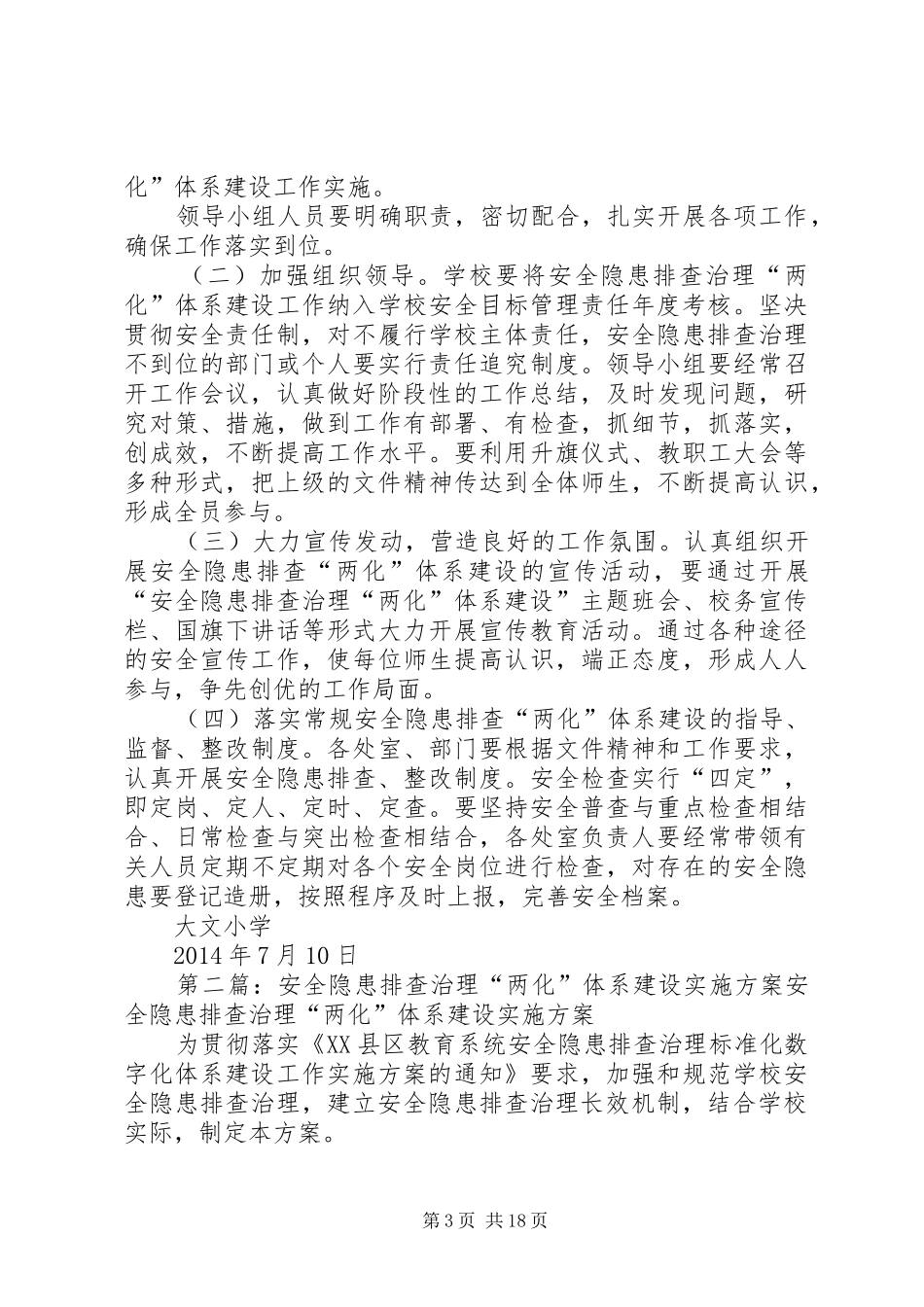 大文小学安全隐患排查治理“两化”体系建设方案_第3页