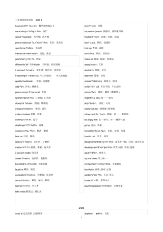 人教版九年级英语单词表(带音标)-完整版