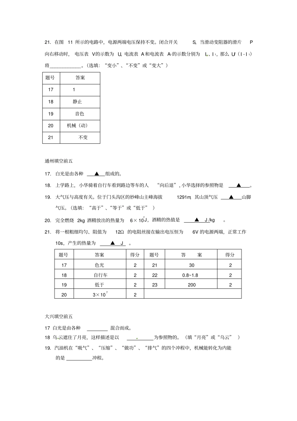 .中考物理模拟试题分类汇编4_基础填空题及答案(1)_第2页