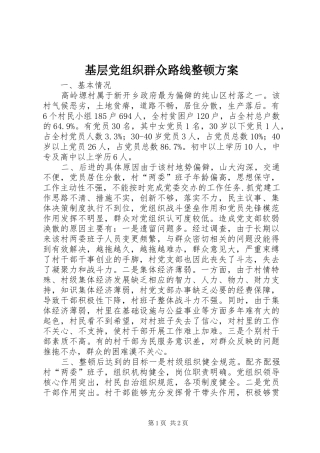 基层党组织群众路线整顿实施方案