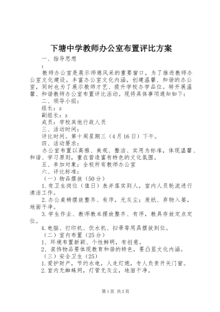 下塘中学教师办公室布置评比实施方案