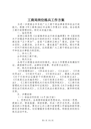 工商局岗位练兵工作实施方案