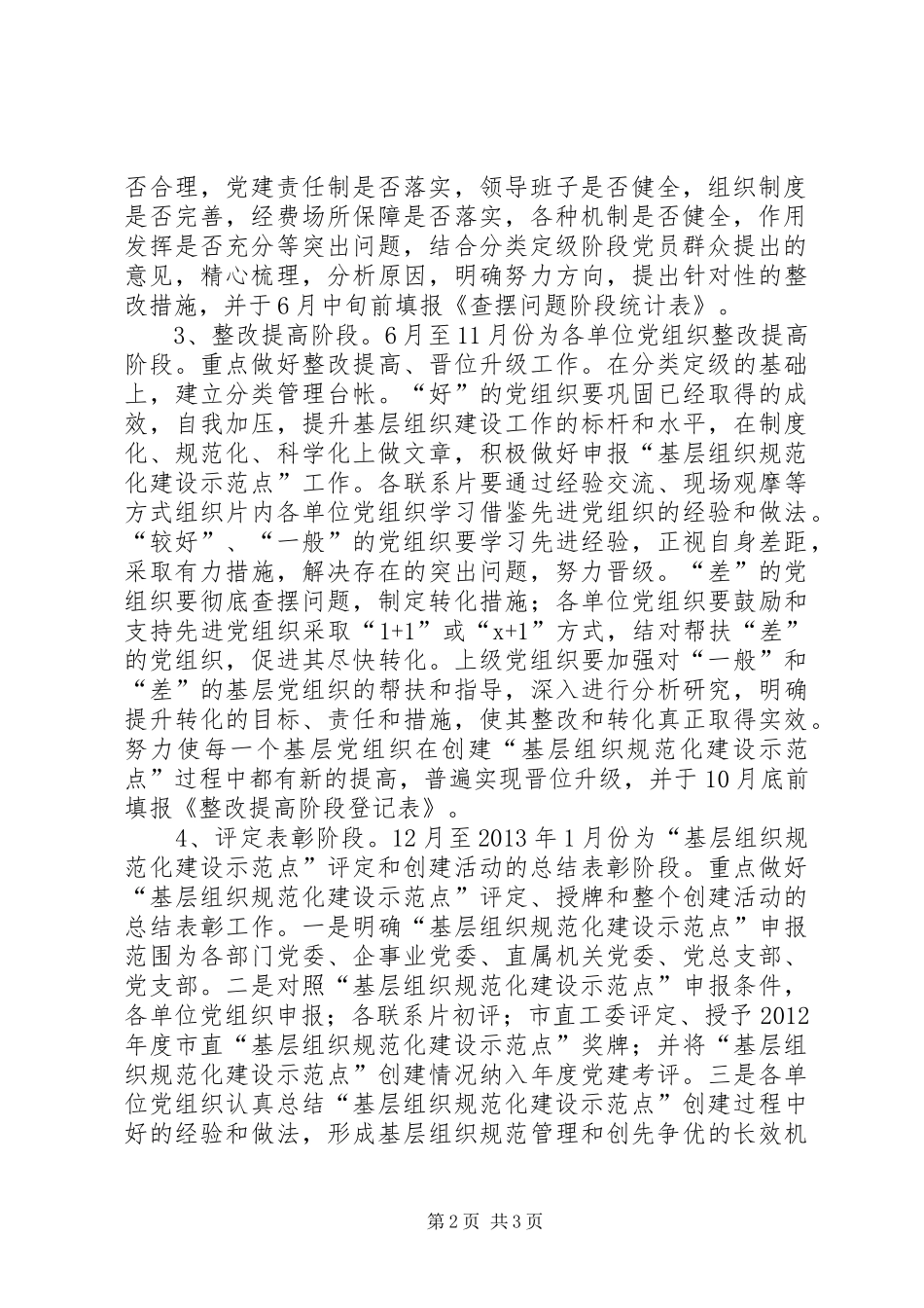 基层组织规范化建设示范点创建活动的方案_第2页