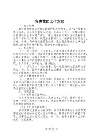 灾害救助工作实施方案