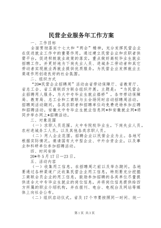 民营企业服务年工作实施方案