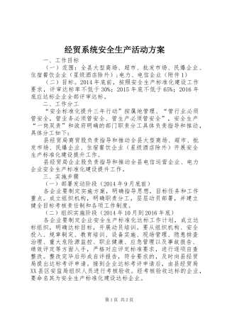 经贸系统安全生产活动实施方案