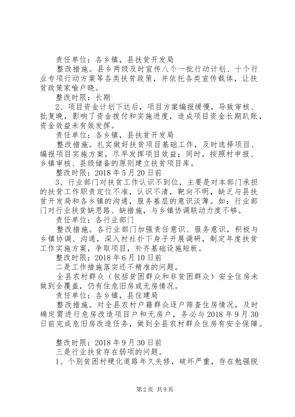 XX年脱贫攻坚存在问题整改方案_第2页