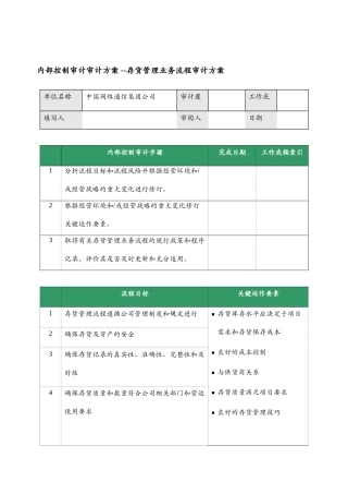 某企业存货管理业务流程审计表