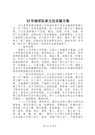 XX年抽采队家文化方案