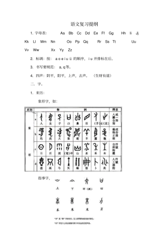 四年级语文复习提纲