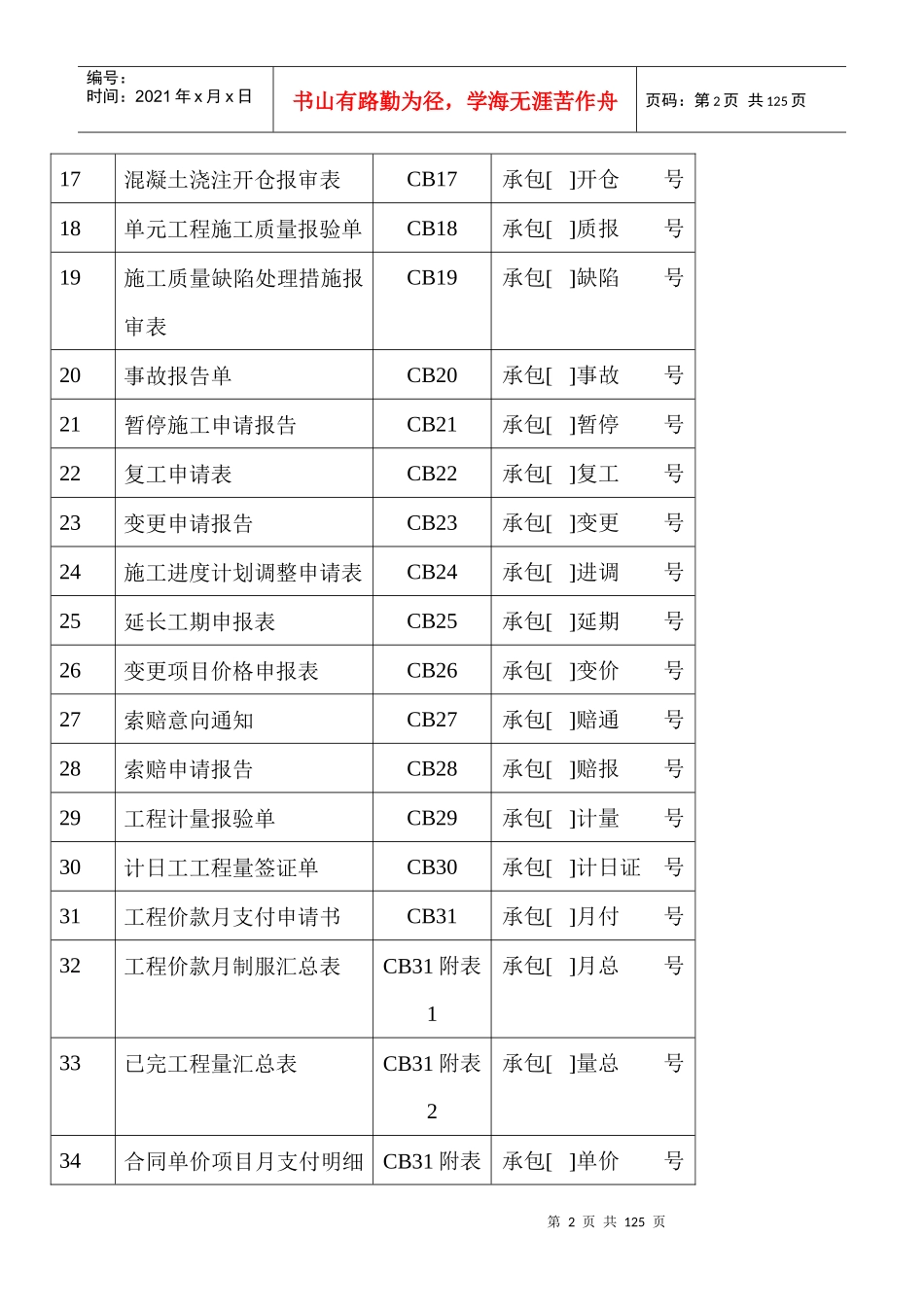 施工监理工作常用表格(doc 107页)_第2页